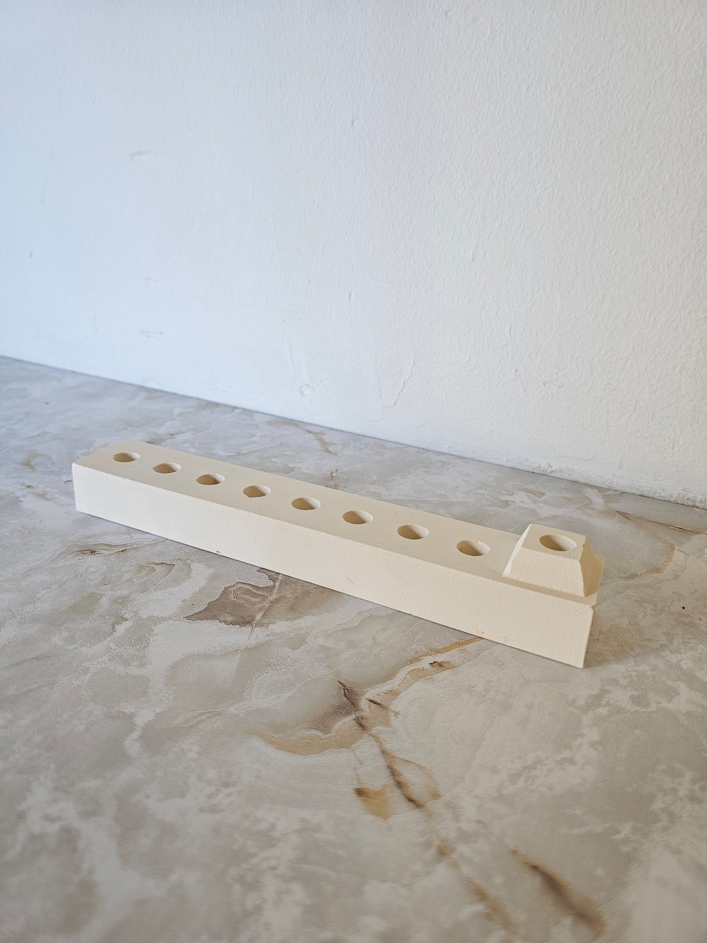 Minimalist Linear Hanukkah Menorah – Concrete Look