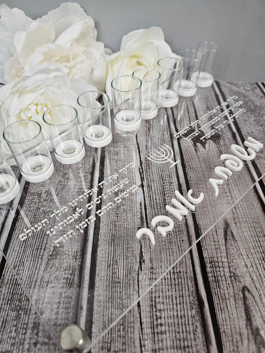 Elegant Acrylic Hanukkah Menorah with Glass Holders