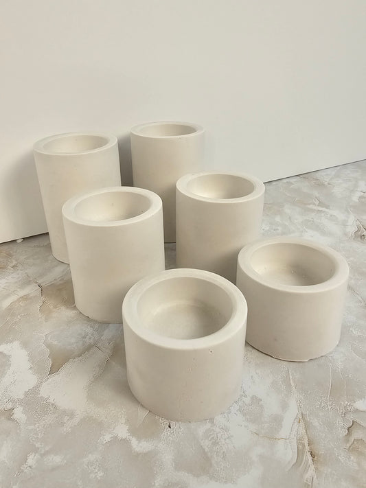 Minimalist Stone-Look Cube Candle Holders