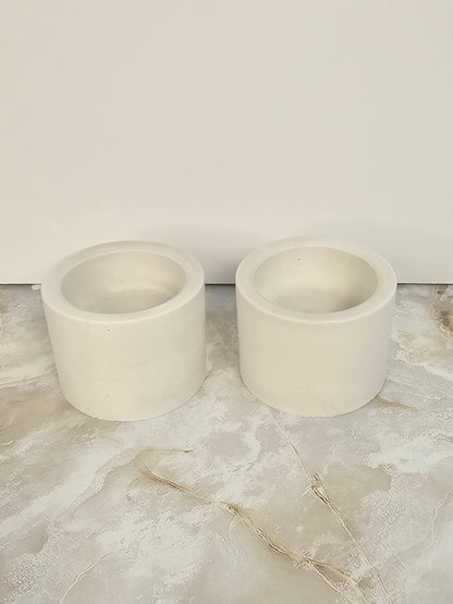 Minimalist Stone-Look Cube Candle Holders