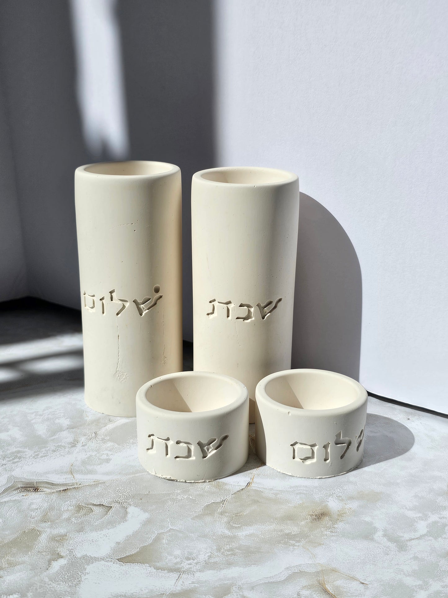 Shabbat Shalom Candle Holders Set