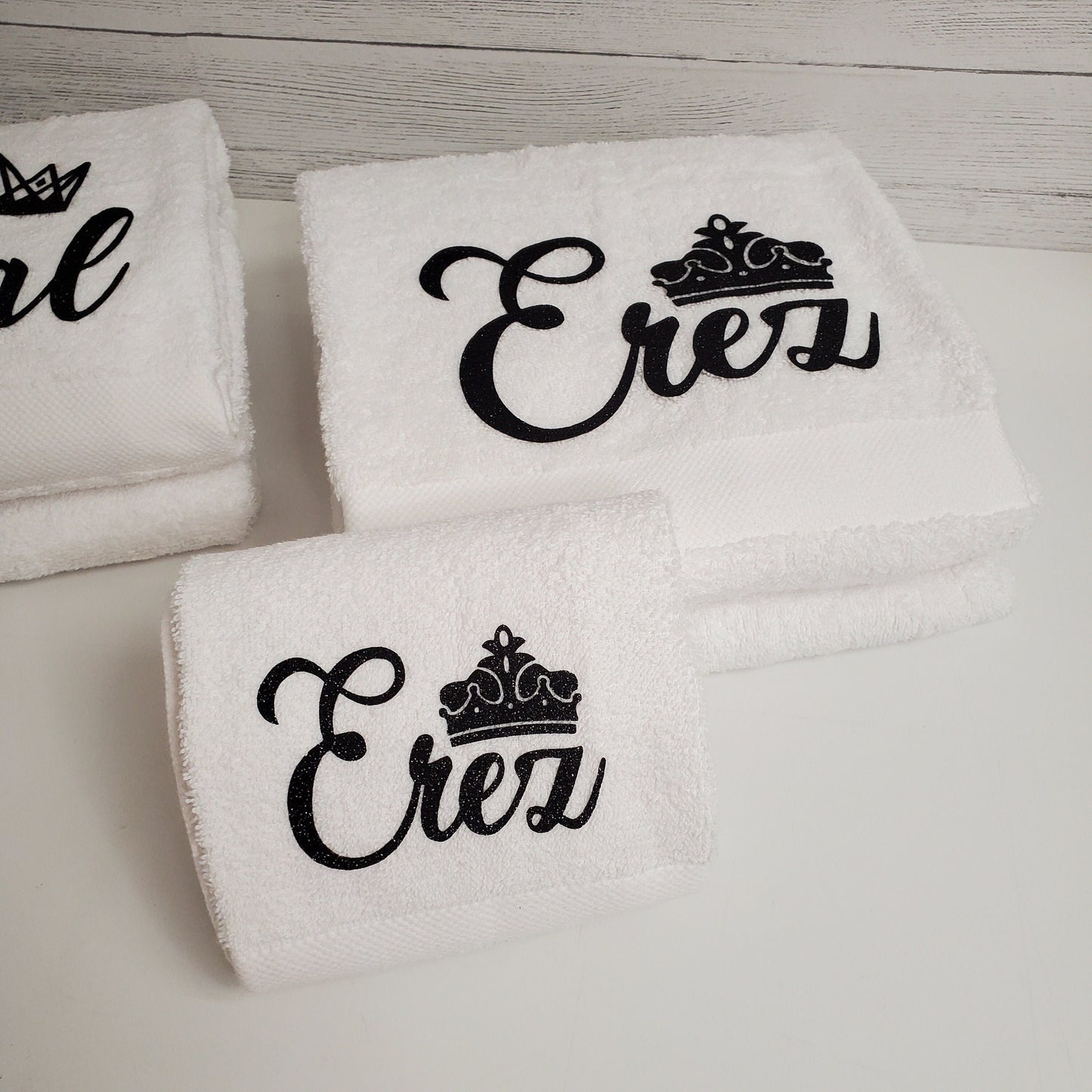 Custom white hands towels, Custom towels, White towels,Personalized towels,Pack of 4 towels,Hand Towels for Bathroom, Kitchen and Spa Towels