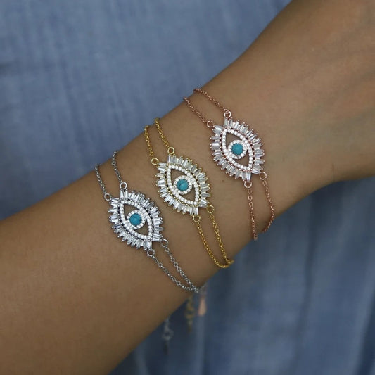 Evil eye bracelet, Gold eye jewelry, Lady bracelet, Women gold bracelet, Evil eye jewelry, Gold jewelry.