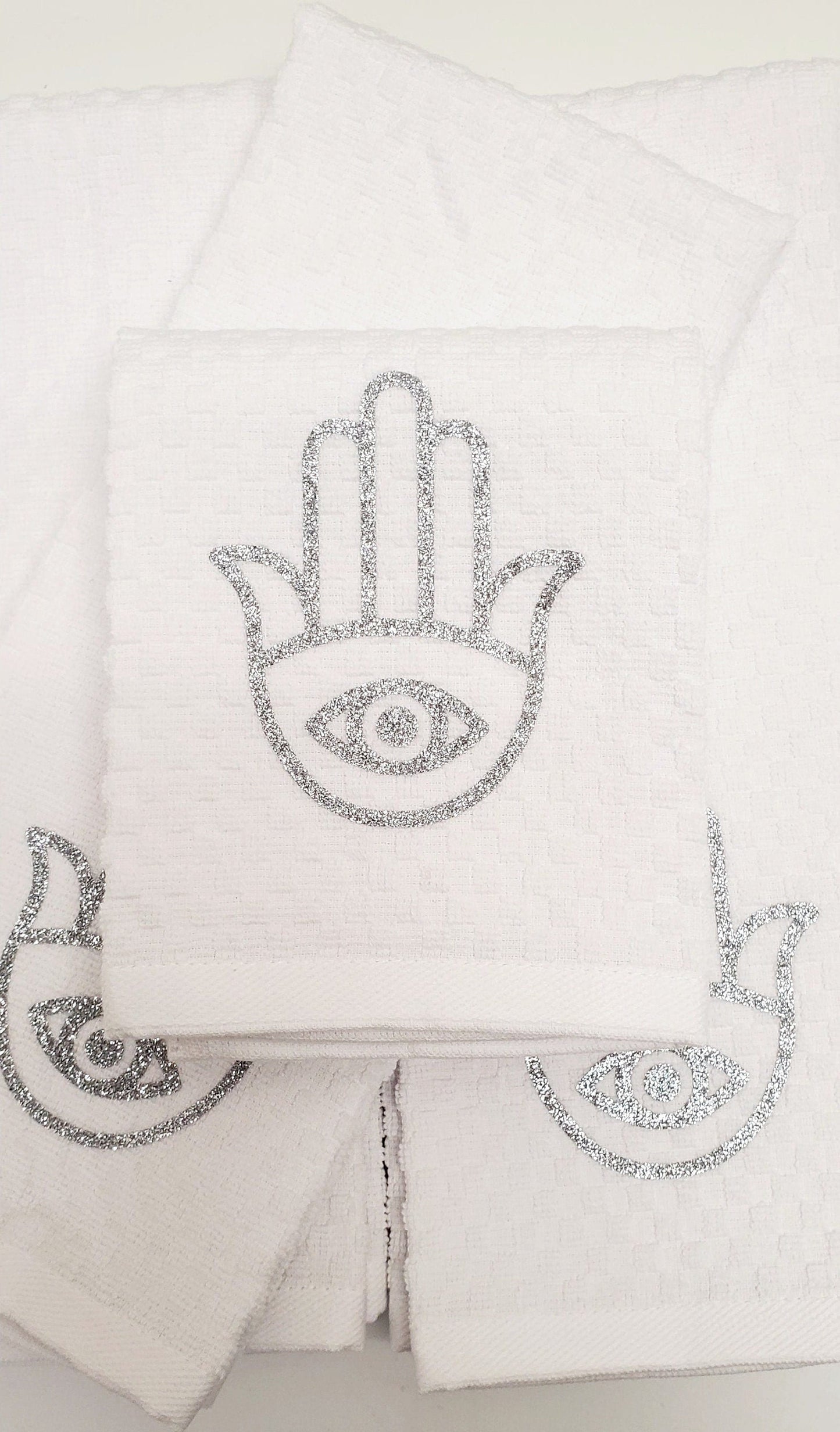 Custom white hands towels, Custom towels, White towels,Personalized towels,Pack of 4 towels,Hand Towels for Bathroom, Kitchen and Spa Towels