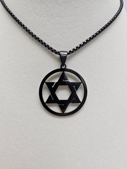 Black Star of david necklace,Men necklace, Magen David necklace ,Judica necklace, Men Gift Necklace, Father Gift Necklace.